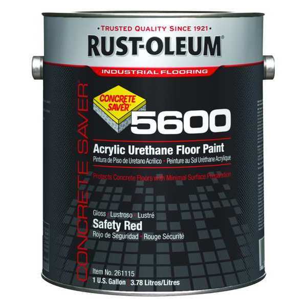 1 gal Floor Paint, High Gloss Finish, Safety Red, Water Base