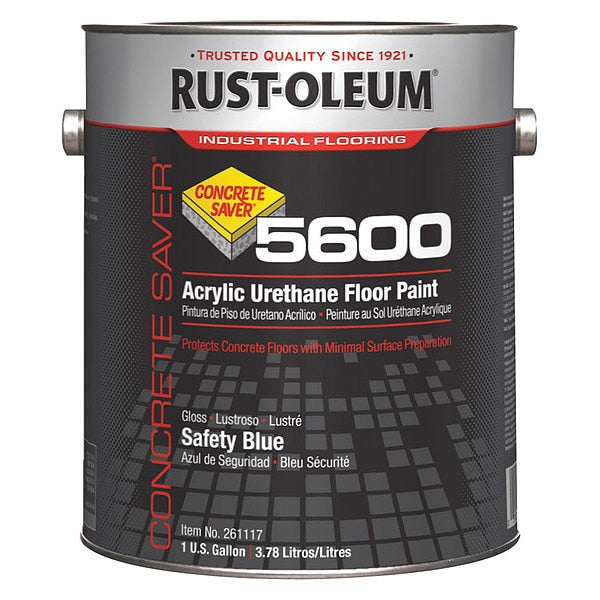 1 gal Floor Paint, High Gloss Finish, Safety Blue, Water Base