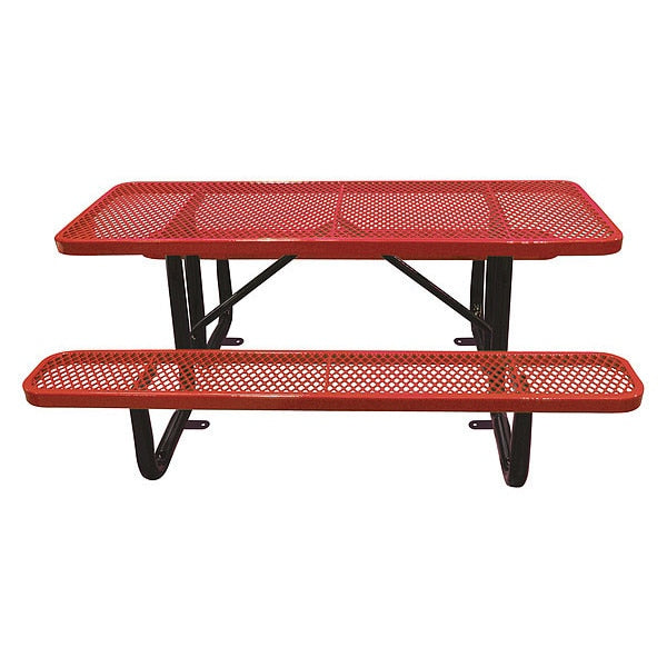 Stnd, Picnic Table, Srfce Mount6ft., Red