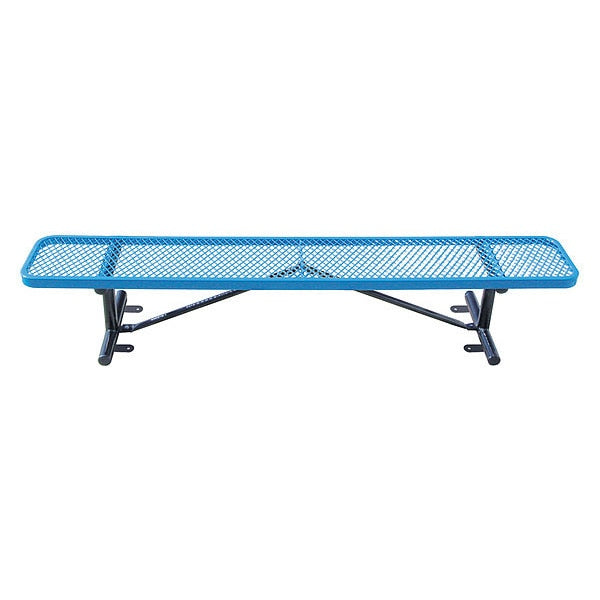 Bench w/o Back, Surface Mount, 8ft., Blue