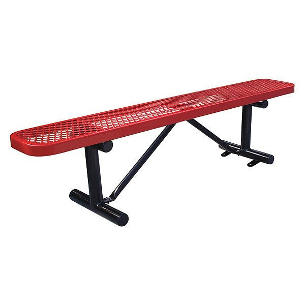 Bench w/o Back, Surface Mount, 6ft., Red