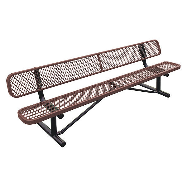 Portable, Bench with Back, 8ft., Brown