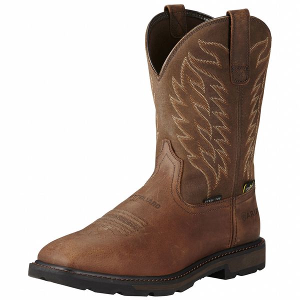 Size 10 Men's Western Boot Steel Work Boot, Brown