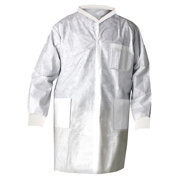 LabCoat, Knit Cuffs, Collar, WHT, LRG, PK25