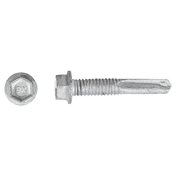 Self Drill Screw, #12 x 1 1/4 in, Climaseal Coat Steel Flange Hex Head External Hex Drive, 500 PK