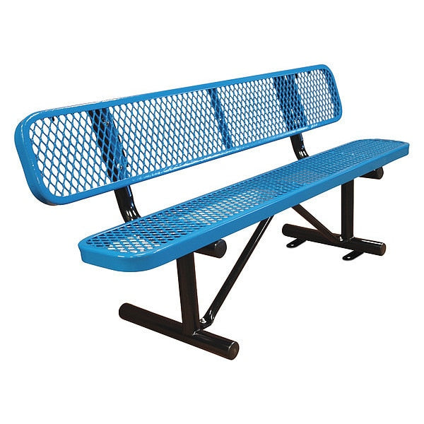 Bench/Back, Surface Mount, 6ft., Blue