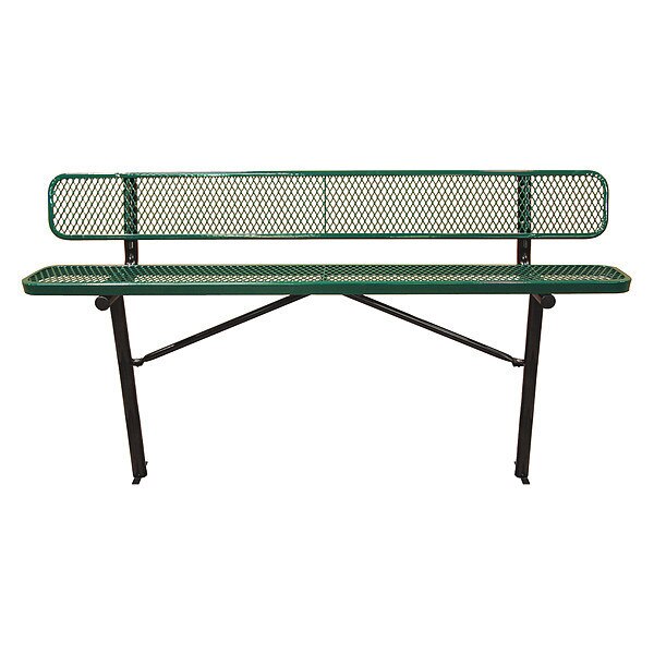 Bench/Back, Ingroud Mount, 8ft., Blk/Grn