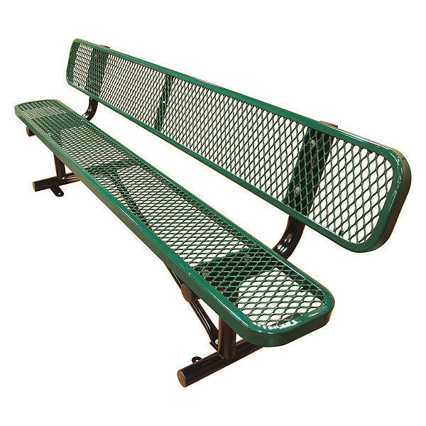 Bench/Back, Surface Mount, 8ft., Green