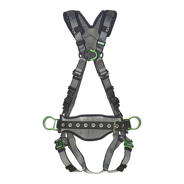 Full Body Harness, Vest Style, M, Nylon, Gray