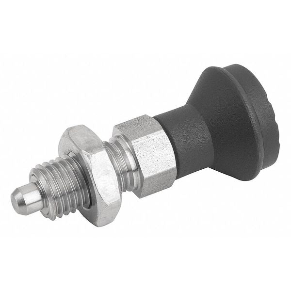 Indexing Plunger D1= M20X1, 5, D=10, Style B, Non-Lockout w Locknut, Stainless Steel Hardened