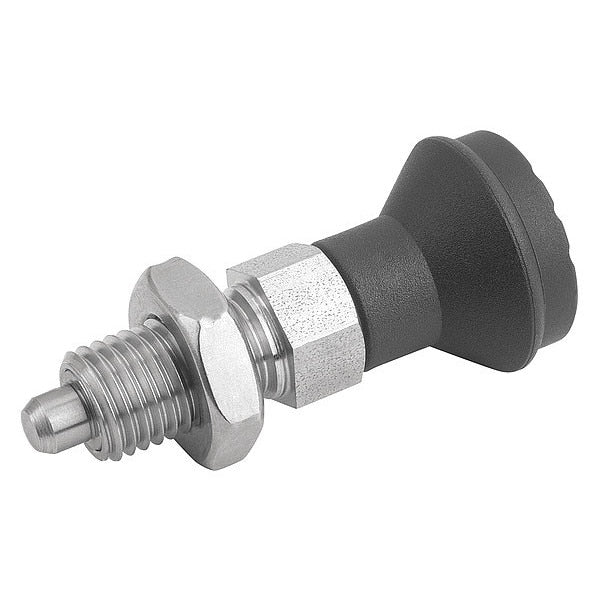 Indexing Plunger D1= M16X1, 5, D=8, Style B, Non-Lockout w Locknut, Stainless Steel Not Hardened