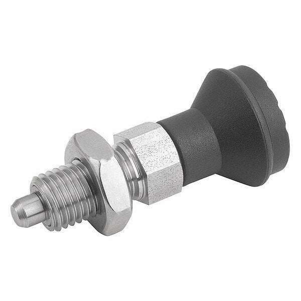 Indexing Plunger D1= M10X1, D=5, Style B, Non-Lockout w Locknut, Stainless Steel Not Hardened