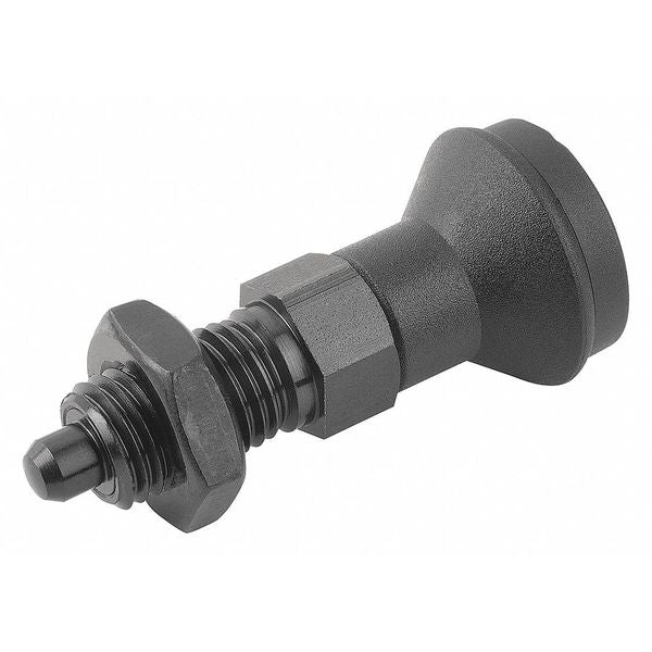 Indexing Plunger D1= M16X1, 5, D=8, Style B, Non-Lockout w Locknut, Steel Hardened, Knob Plastic