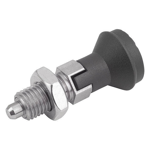 Indexing Plunger D1= M10X1, D=5, Style D, Lockout Type w Locknut, Stainless Steel Not Hardened