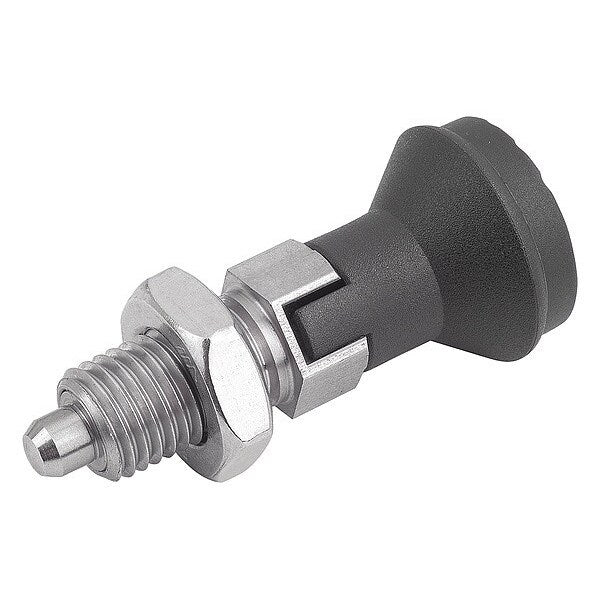 Indexing Plunger D1= M16X1, 5, D=8, Style D, Lockout Type w Locknut, Stainless Steel Not Hardened