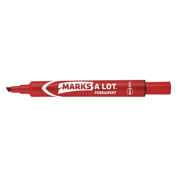 Large Desk-Style Permanent Marker, Chisel Tip, Red