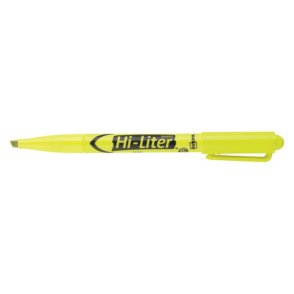 Flourescent Yellow Pen-Style Highlighter, 12/PK