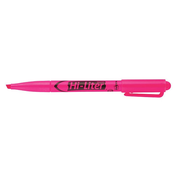 Pen-Style Highlighter, Chisel Tip, Fluorescent Pink, Smear Safe, Nontoxic