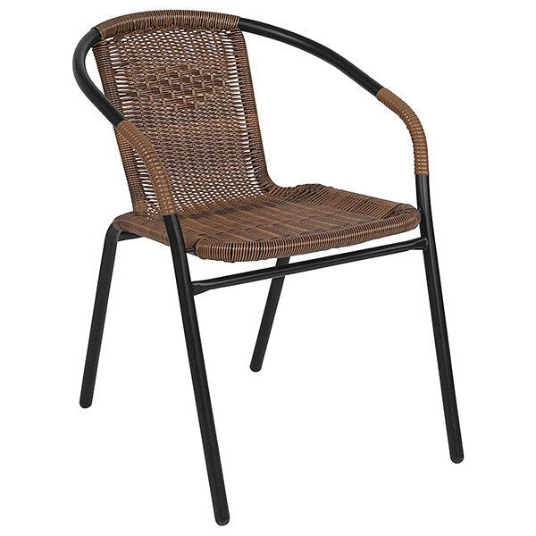 Lila 4 Pack Medium Brown Rattan Indoor-Outdoor Restaurant Stack Chair