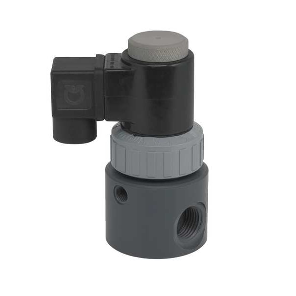 120V AC Polypropylene Solenoid Valve, Normally Closed, 1/2 in Pipe Size
