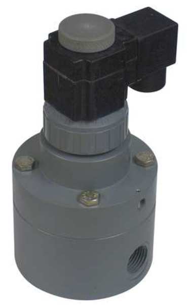 120V AC Polypropylene Solenoid Valve, Normally Closed, 1 1/2 in Pipe Size