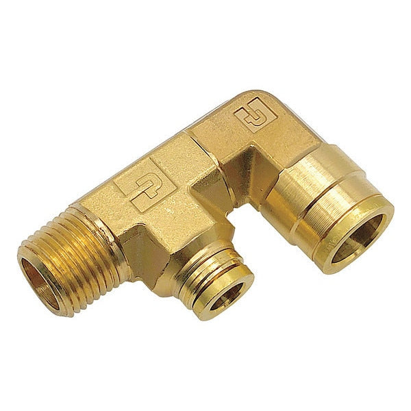 Brass Dual Port Male Elbow, 90 Degrees, 5/8 in x 3/8 in Tube Size