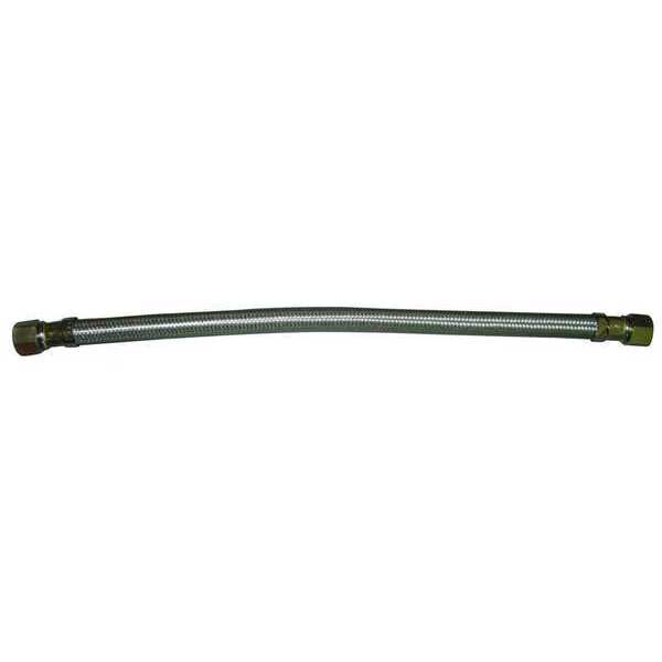Water Connector, 3/8 in Hose Inside Dia, 125 psi, 12 in Hose Lg, PVC, 304 Stainless Steel, Silver
