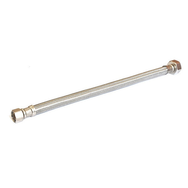 Water Connector, 3/8 in Hose Inside Dia, 125 psi, 20 in Hose Lg, PVC, 304 Stainless Steel, Silver