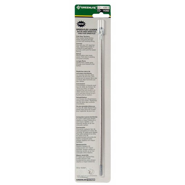 Fish Tape Leader, Flexible, 1/8 x 12 In, SS