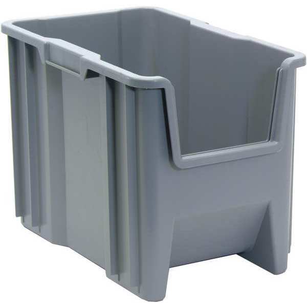 Storage Bin, Gray, Polyethylene, 17 1/2 in L x 10 7/8 in W x 12 1/2 in H, 100 lb Load Capacity