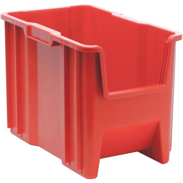 Storage Bin, Red, Polyethylene, 17 1/2 in L x 10 7/8 in W x 12 1/2 in H, 100 lb Load Capacity