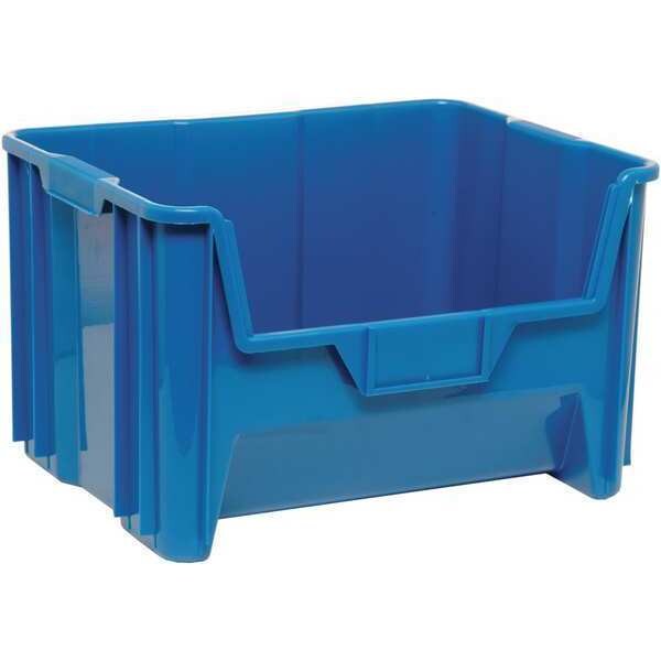 Storage Bin, Blue, Polyethylene, 15 1/4 in L x 19 7/8 in W x 12 1/2 in H, 100 lb Load Capacity