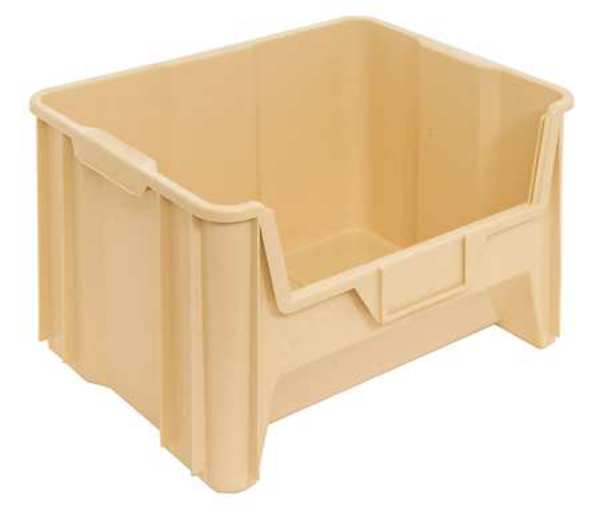 Storage Bin, Ivory, Polyethylene, 15 1/4 in L x 19 7/8 in W x 12 1/2 in H, 100 lb Load Capacity