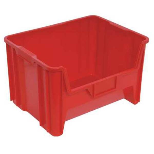 Storage Bin, Red, Polyethylene, 15 1/4 in L x 19 7/8 in W x 12 1/2 in H, 100 lb Load Capacity
