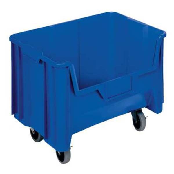 Mobile Storage Bin, Blue, Polyethylene, 15 1/4 in L x 19 7/8 in W x 12 1/2 in H