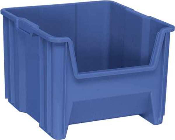 Storage Bin, Blue, Polyethylene, 17 1/2 in L x 16 1/2 in W x 12 1/2 in H, 100 lb Load Capacity