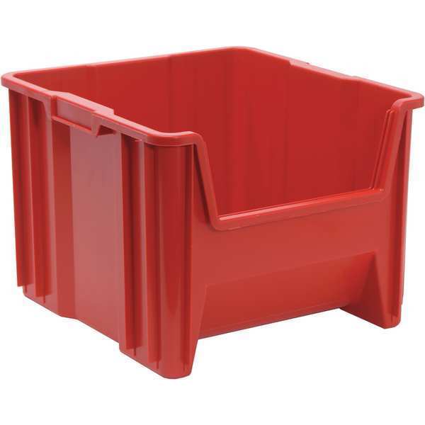 Storage Bin, Red, Polyethylene, 17 1/2 in L x 16 1/2 in W x 12 1/2 in H, 100 lb Load Capacity