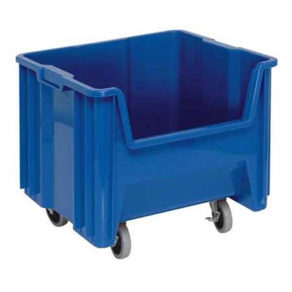 Mobile Storage Bin, Blue, Polyethylene, 17 1/2 in L x 16 1/2 in W x 12 1/2 in H