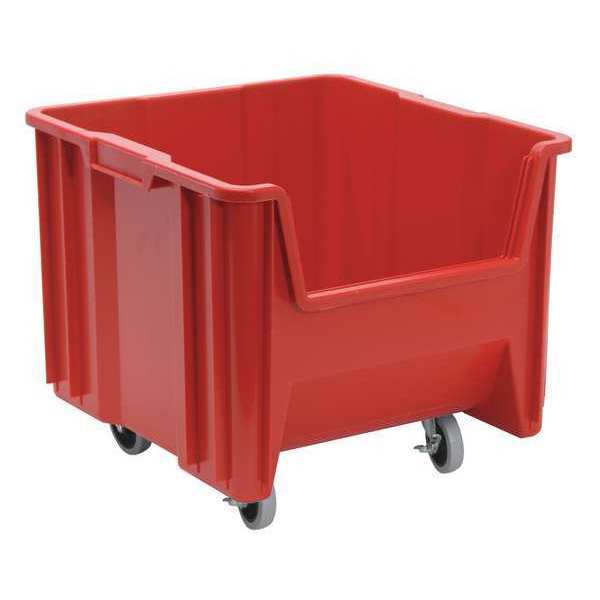 Mobile Storage Bin, Red, Polyethylene, 17 1/2 in L x 16 1/2 in W x 12 1/2 in H