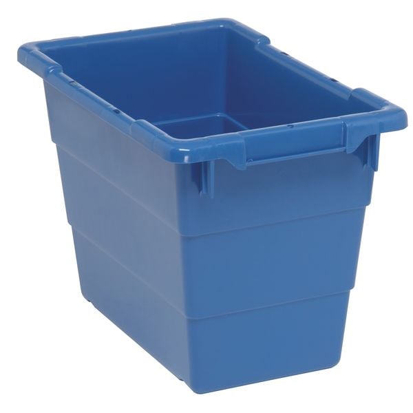 Cross Stacking Container, Blue, Polypropylene, 17 1/4 in L, 11 in W, 12 in H