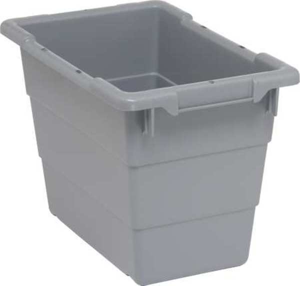 Cross Stacking Container, Gray, Polypropylene, 17 1/4 in L, 11 in W, 12 in H