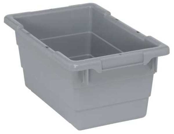 Cross Stacking Container, Gray, Polypropylene, 17 1/4 in L, 11 in W, 8 in H