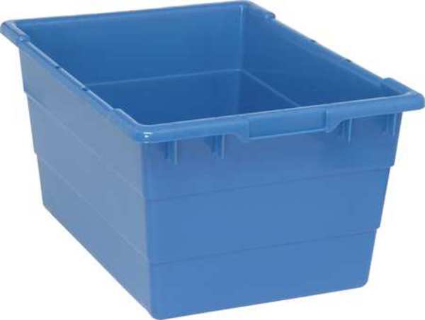 Cross Stacking Container, Blue, Polypropylene, 23 3/4 in L, 17 1/4 in W, 12 in H