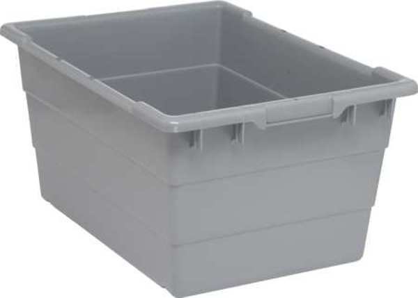 Cross Stacking Container, Gray, Polypropylene, 23 3/4 in L, 17 1/4 in W, 12 in H