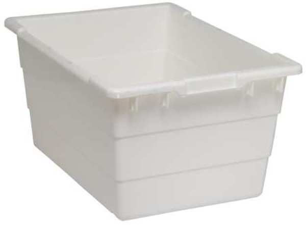 Cross Stacking Container, White, Polypropylene, 23 3/4 in L, 17 1/4 in W, 12 in H