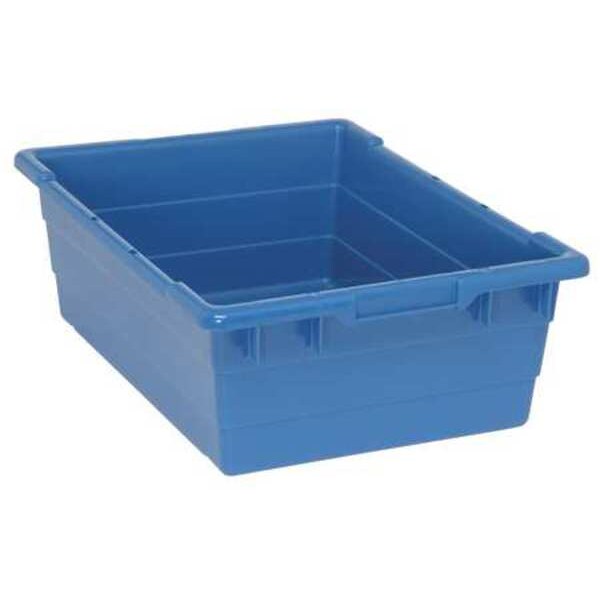 Cross Stacking Container, Blue, Polypropylene, 23 3/4 in L, 17 1/4 in W, 8 in H