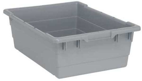 Cross Stacking Container, Gray, Polypropylene, 23 3/4 in L, 17 1/4 in W, 8 in H