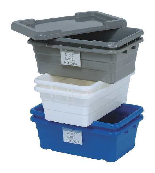 Cross Stacking Container, Blue, Polypropylene, 25 1/8 in L, 16 in W, 8 1/2 in H