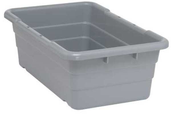 Cross Stacking Container, Gray, Polypropylene, 25 1/8 in L, 16 in W, 8 1/2 in H