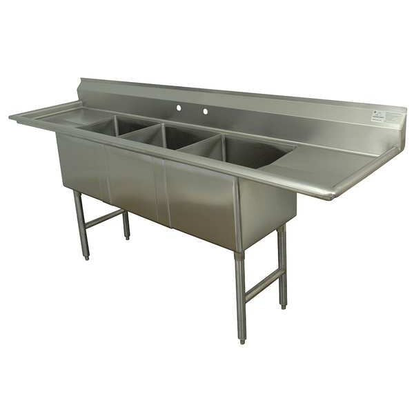 24 in W x 90 in L x 43 in H, Floor Mount, 304 Stainless steel